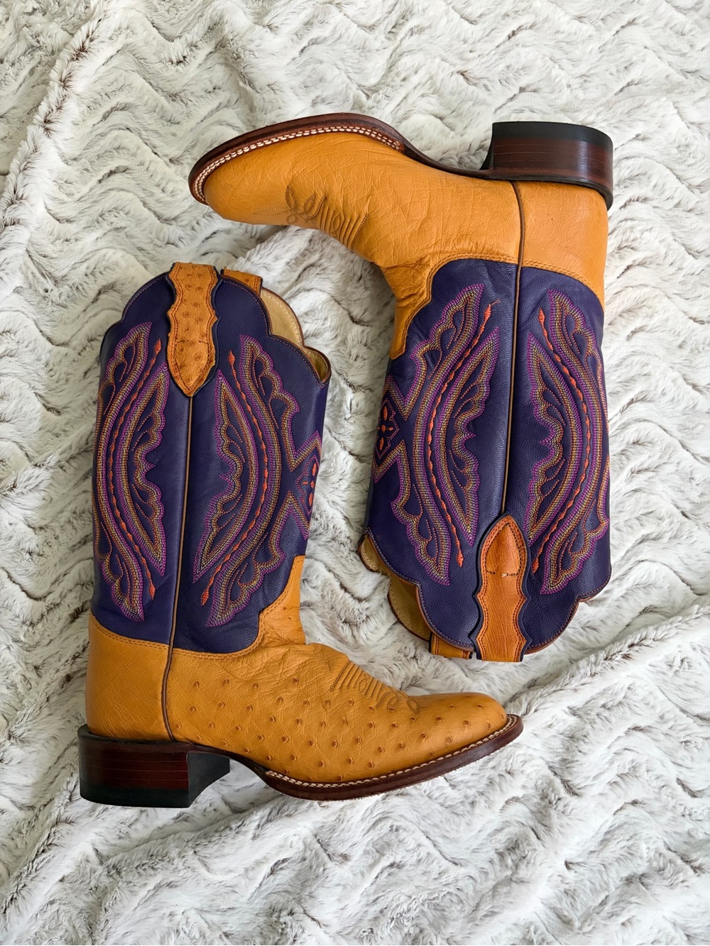 Women's Two-Tone Purple & Tan Western Cowboy Boots